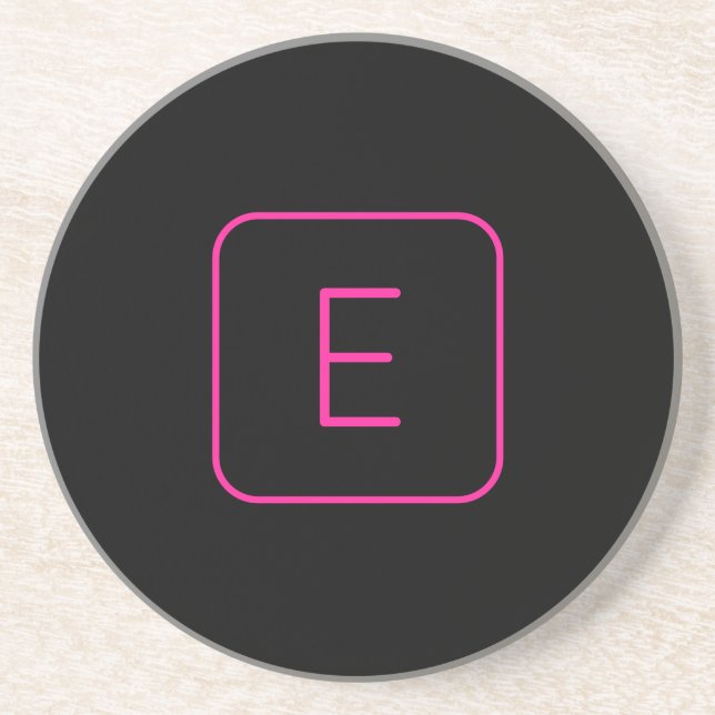 Modernt stiliserad initialmonogram | Rosa & Svart Underlägg (Framsidan)