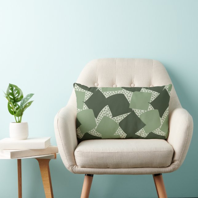 Modernt stöd: Abstrakt geometrisk vintage salvia Lumbarkudde (Stol)