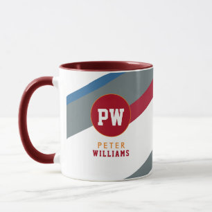 modernt strimlat monogram mugg