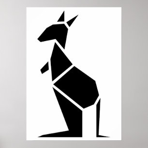 Modernt svart kängurusymbol poster