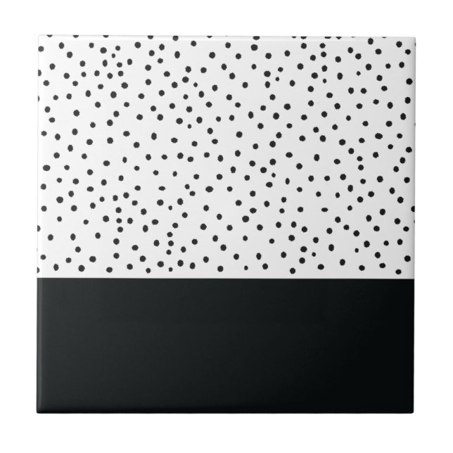 Modernt svart mönster för vitvattenfärgpolka dots kakelplatta (Framsidan)