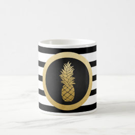 Modernt svart randFauxguld omkullkastar ananas Kaffemugg