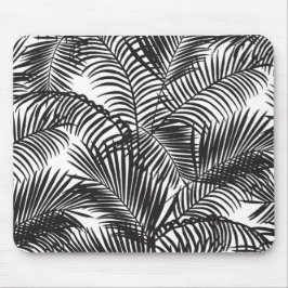 Modernt svart tropiskt palmträdmönster musmatta
