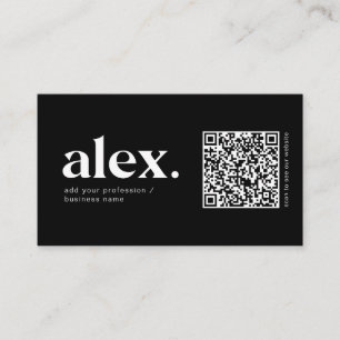 Modernt svart & vitt QR-kod logotyp visitkort
