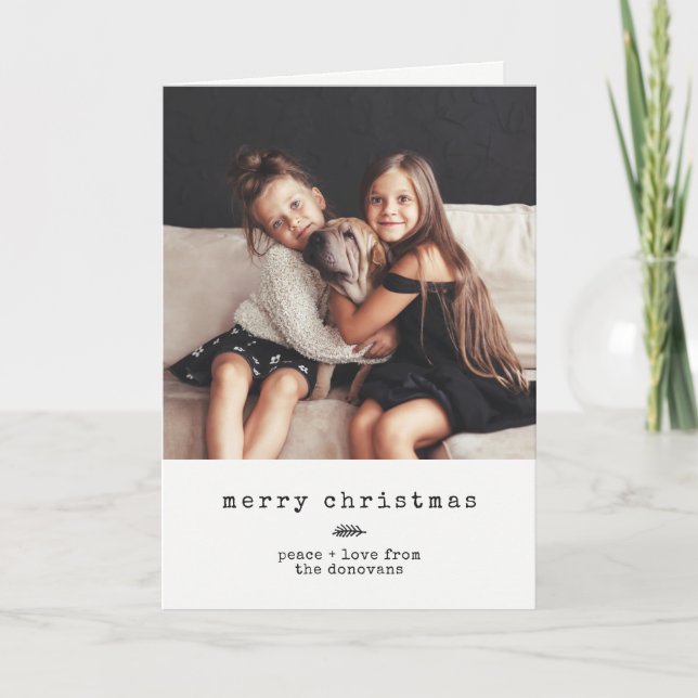 Modernt svartvitt helgdagfoto för skrivmaskin | helgkort (Framsida)