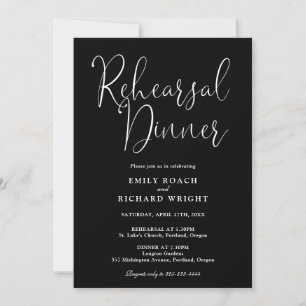 Modernt svartvitt repetitionens middag inbjudningar