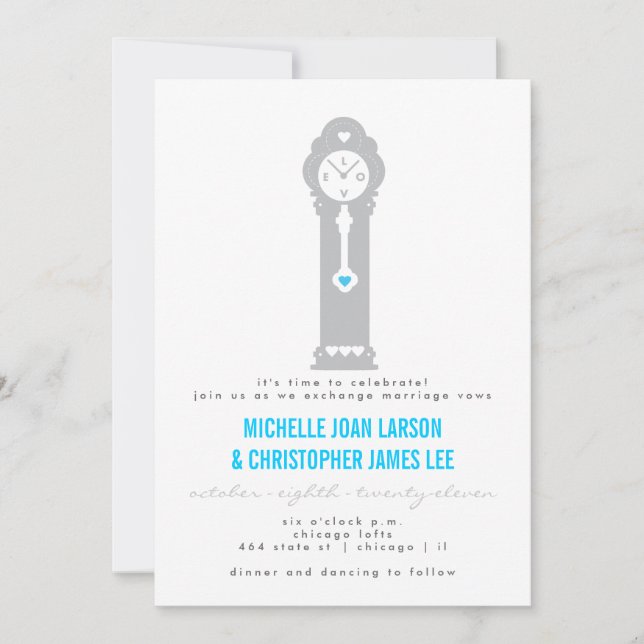 Modernt ta tid på med hjärtor som gifta sig inbjudningar (Framsida)