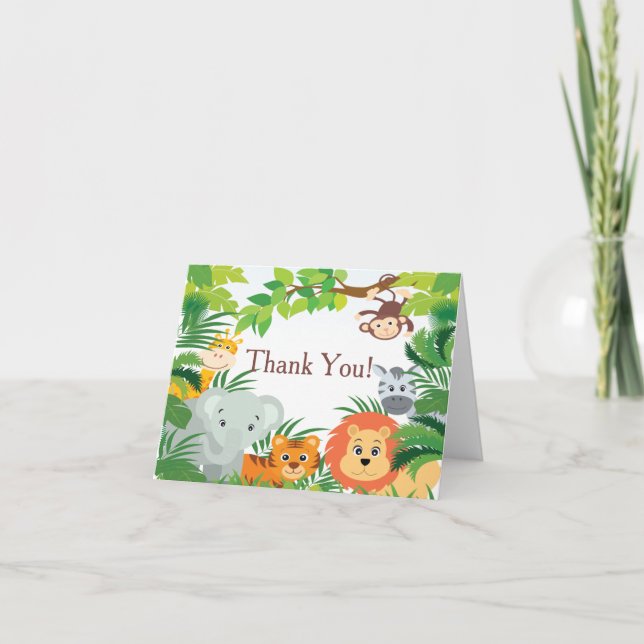 Modernt tack för djungelSafaribaby shower Kort (Framsida)