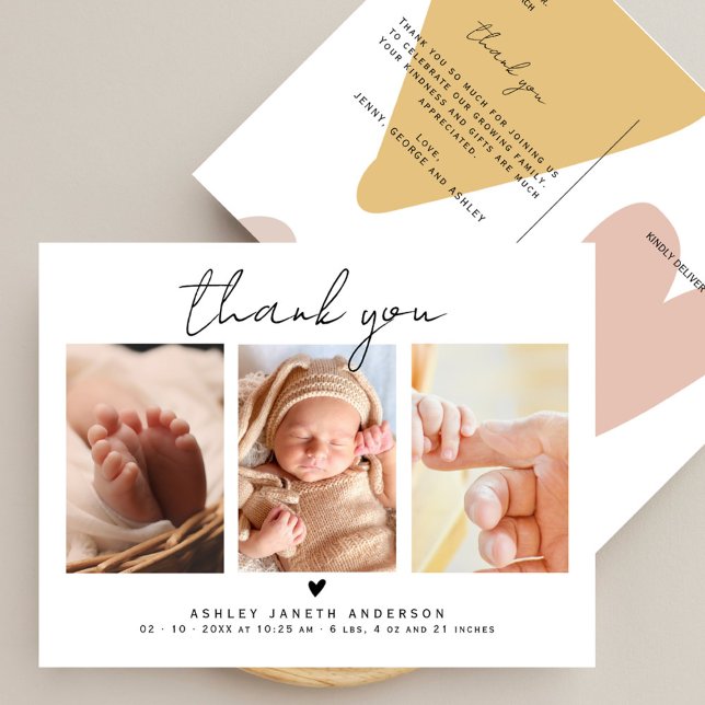 Modernt tackkort 3 bilder Baby Shower Vykort (Skapare uppladdad)