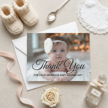 Modernt tackkort för baby shower med foto