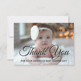 Modernt tackkort för baby shower med foto tack kort
