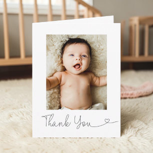 Modernt tackkort för babyfoto med hjärta Baby show