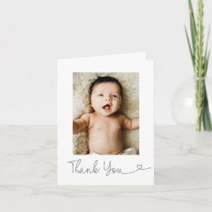 Modernt tackkort för babyfoto med hjärta Baby show