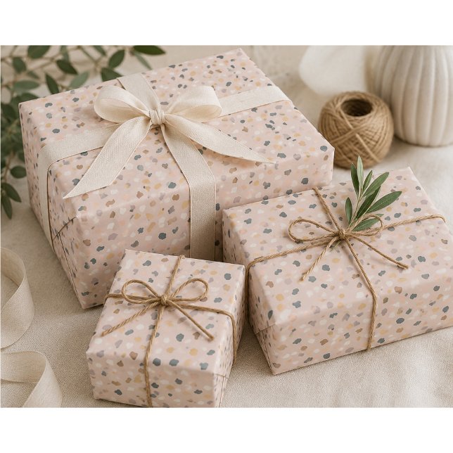 Modernt Terrazzo-mönster Beige Inpackningspapper Presentpapper (Skapare uppladdad)