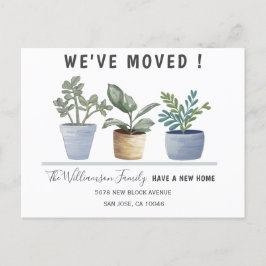 Modernt Tillkännagivande Om Krukväxter Vi Har Flyt Meddelande Vykort