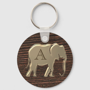 Modernt Trä och Guld Monogram Nyckelring