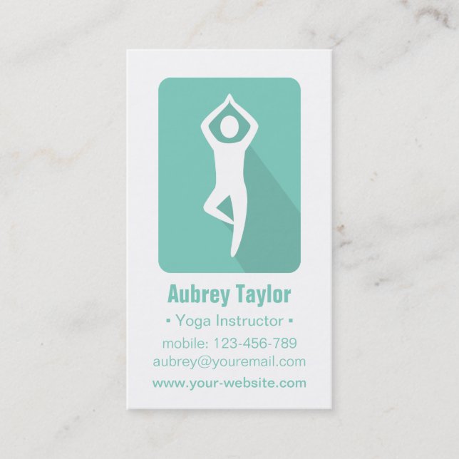 Modernt Trädposition Logotyp Yoga Affärskort Visitkort (Framsida)