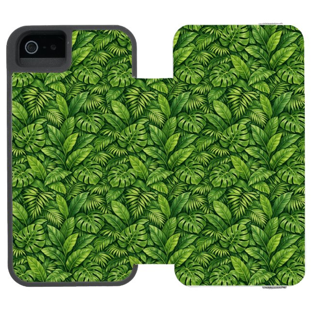 Modernt tropiskt blad Sömlöst mönster Incipio iPhone Wallet Skal (Folio Öppen)