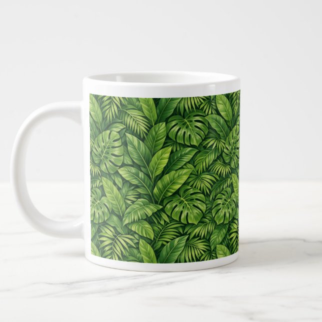 Modernt tropiskt blad sömlöst mönster jumbo mugg (Vänster)