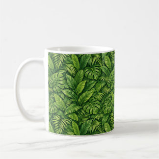 Modernt tropiskt blad sömlöst mönster kaffemugg