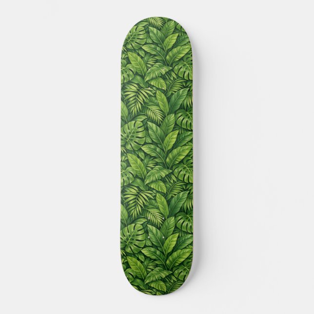 Modernt tropiskt blad Sömlöst mönster Mini Skateboard Bräda 18,5 Cm (Framsida)