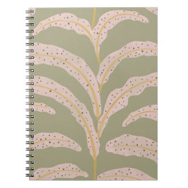 Modernt tropiskt palmbladsmönster Sage Blush Anteckningsbok