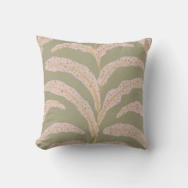 Modernt tropiskt palmbladsmönster Sage Blush Kudde