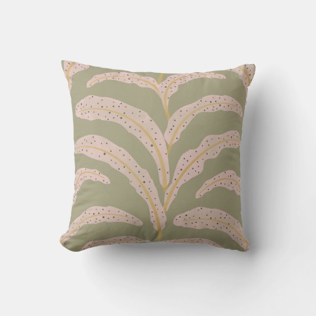 Modernt tropiskt palmbladsmönster Sage Blush  Kudde (Framsida)
