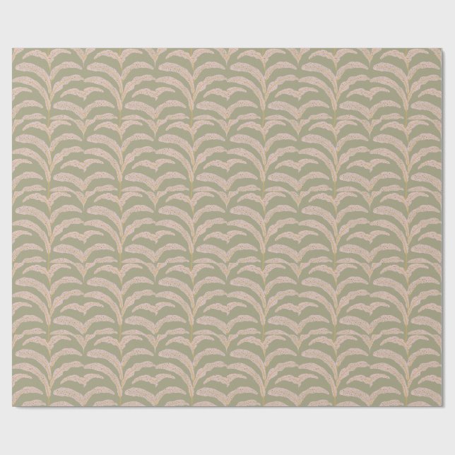 Modernt tropiskt palmbladsmönster Sage Blush  Presentpapper (Platt)