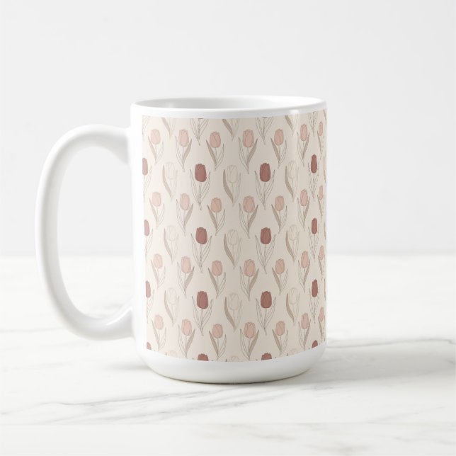 Modernt tulpanblommönster kaffemugg (Vänster)