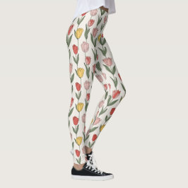 Modernt tulpanblommönster Mjuk botanisk vår Leggings