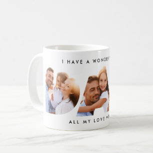 Modernt typografiskt barn i pappa kaffemugg