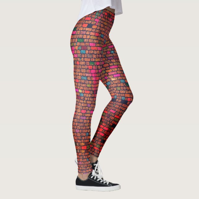 Modernt Urban målat tegelstenmönster Leggings (Höger)