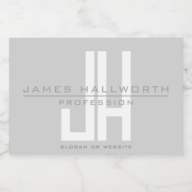 Modernt utseende Företagets monogram | Grå Mat Etiketter (Singel etikett)