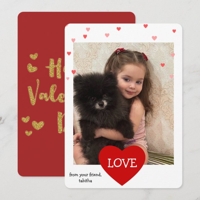 modernt valentines day-fotokort,enkla valentineser julkort (Fram/baksida)