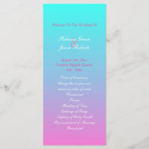 modernt vår rosa turquise ombre-bröllopsprogram