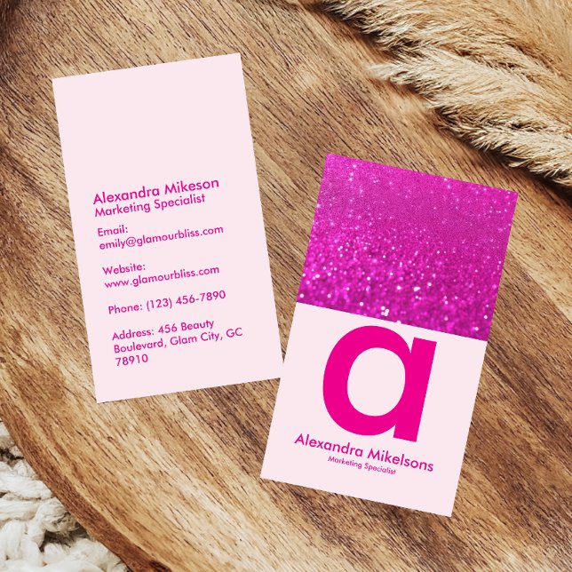 Modernt varmgrat glitter glamour visitkort (Skapare uppladdad)