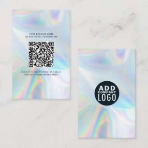 Modernt varumärkeslogotyp och holografisk QR-kod Visitkort