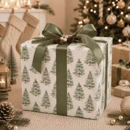 Modernt vattenfärg julgran omslags papper presentpapper