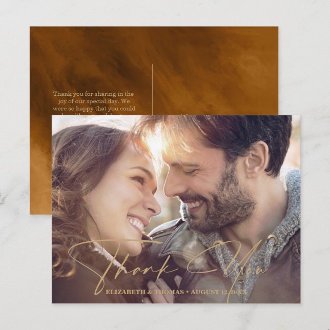 Modernt Vattenfärg Meddelande Foto Guld ID816 Vykort (Fram/baksida)