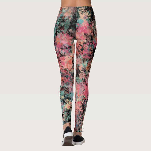 Modernt vattenfärgssprut-mönster strand semester leggings (Baksida)