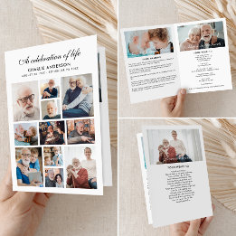 Modernt vikt 14-foto minnes-/begravningsprogram program