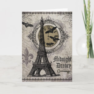 modernt vintagefranskhalloween Eiffel torn Kort