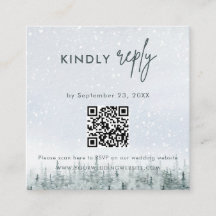 Modernt vinter skog bröllop RSVP-kort