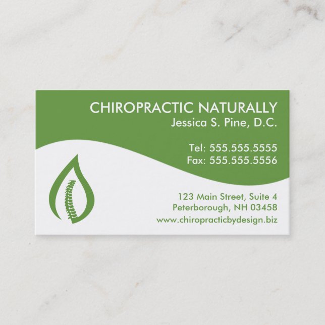 Modernt virvla runt Chiropracticvisitkortar Visitkort (Framsida)