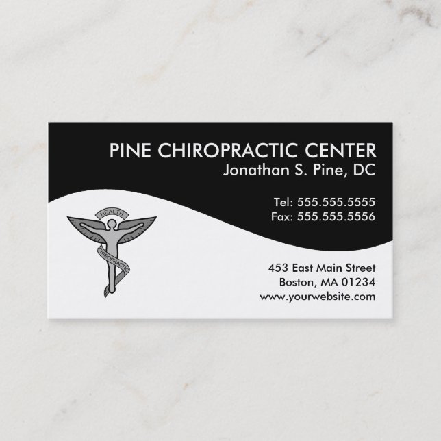 Modernt virvla runt Chiropracticvisitkortar Visitkort (Framsida)