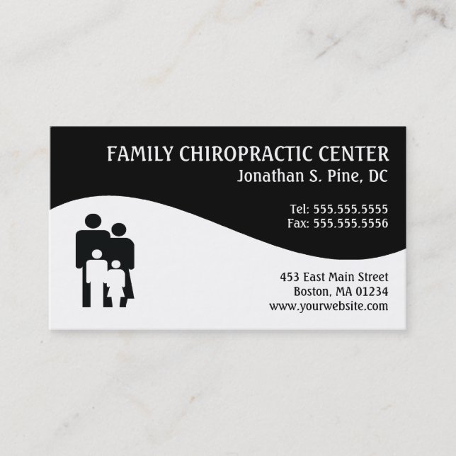 Modernt virvla runt familjChiropracticvisitkortar Visitkort (Framsida)