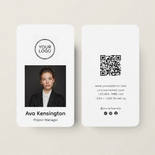 Modernt visitkort med foto & logotyp anpassat
