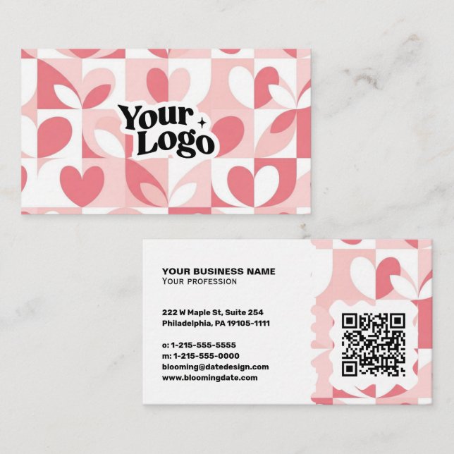 Modernt visitkort – Qr-kod & logotyp (Fram/baksida)