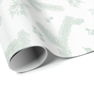 Modernt vit och Mintjärnek och gräs Presentpapper
